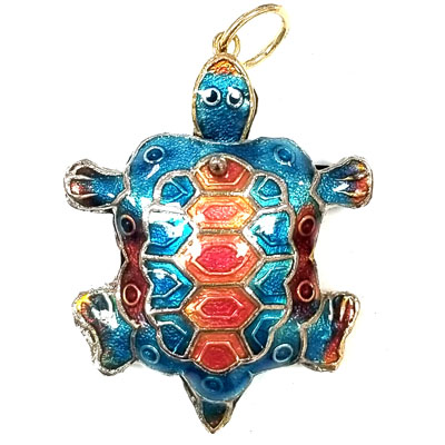 ENAMEL TURTLE 32X40MM TURQUOISE